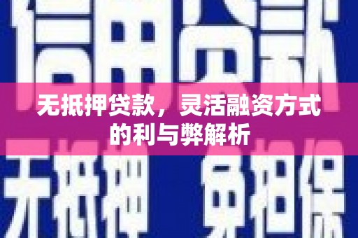 黔江无抵押贷款，灵活融资方式的利与弊解析
