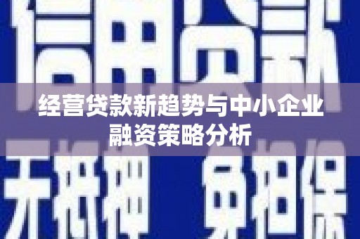 黔江经营贷款新趋势与中小企业融资策略分析